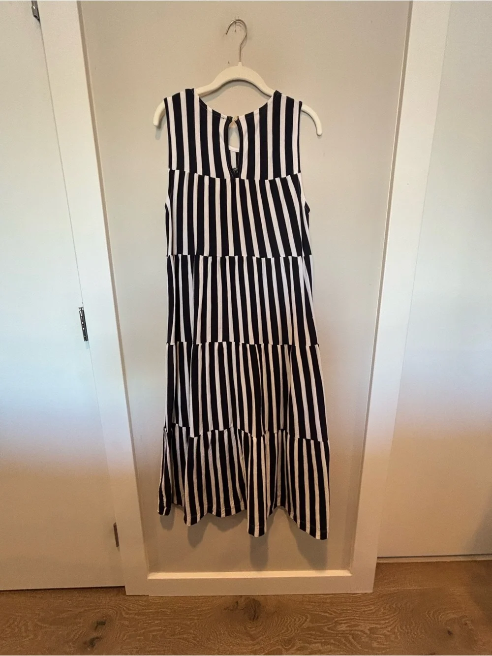 J. Crew Black and White Striped Maxi Dress